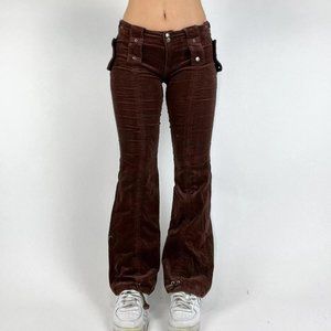low rise flare cargo corduroy pants
